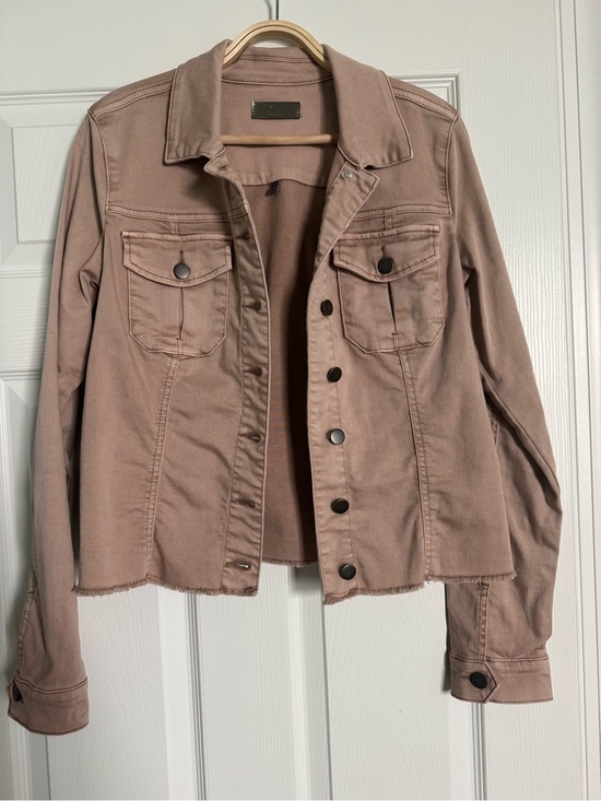 Kut from the Kloth Jackets & Blazers - Like-New Kut from the Kloth Kara Denim Jacket Large Dusty Pink Frayed Hem | L